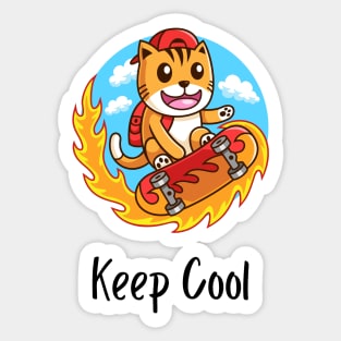 Keep Cool funny cat design Sticker